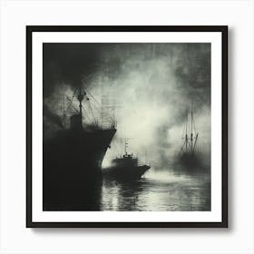 Ships In Fog Art Print