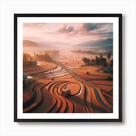 Sunrise Over Rice Fields Art Print