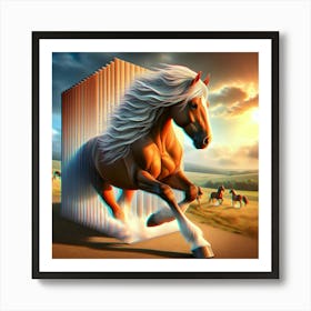 Horse Running In The Field Art Print