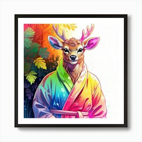 Deer In Bathrobe Art Print