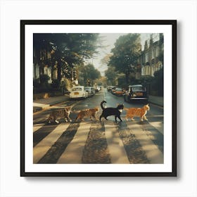 Abbey Road Cats Art Print