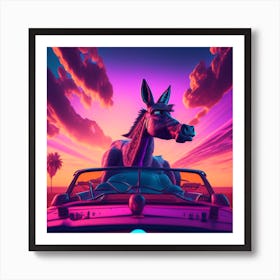 Donkey In A Car Art Print