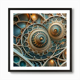 An intricate, detailed illustration of a complex mechanical structure. Art Print