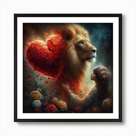 Lion And Girl 4 Art Print