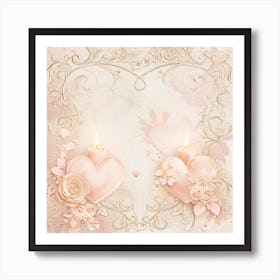 Heart Shaped Frame With Candles Art Print