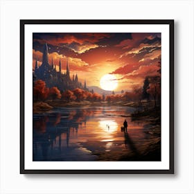 Sunset By The Lake Art Print