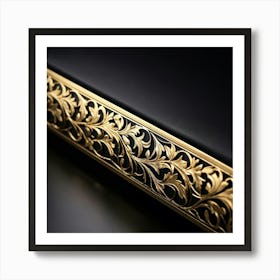 Bright Gold Metallic Border Smooth Texture Intricate Filigree Patterns Glinting Under Soft Diffu (1) Art Print