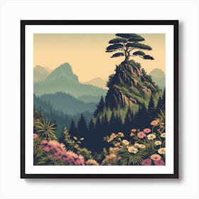 One Tree On The Top Of The Mountain 4 Art Print