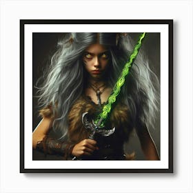 Young Woman With A Sword 1 Art Print