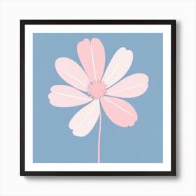 A White And Pink Flower In Minimalist Style Square Composition 420 Art Print