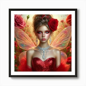 Fairy Girl In Red Dress 1 Art Print