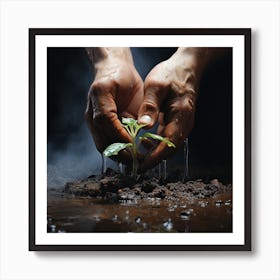 Hands Planting A Seed Art Print