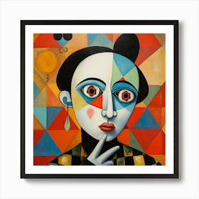 Woman With A Clown Face Art Print