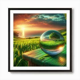 Glass Ball In The Field Art Print