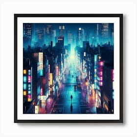 City At Night 1 Art Print