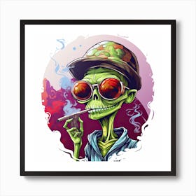 Zombie Smoking A Cigarette Art Print