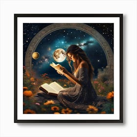 Girl Reading A Book Art Print