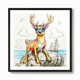 Deer In Sunglasses 9 Art Print