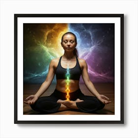 Woman In Yoga Pose Energy auras Art Print