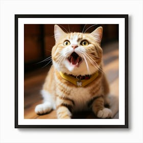 Curious Cat Captivated by Something Unseen Art Print