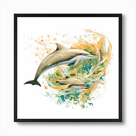 Dolphins Splashing Art Print