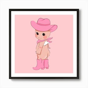 Pink Western inspired Cowboy Art Print