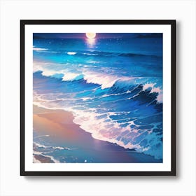 Aesthetic series: Night Beachwaves Art Print