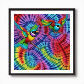 Tie Dye Birds Art Print