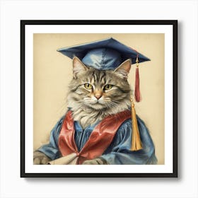 Graduation Cat 6 Art Print