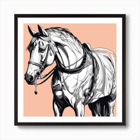 Horse On Peach Art Print