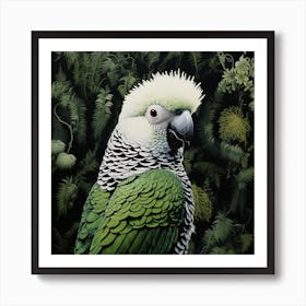 Ohara Koson Inspired Bird Painting Parrot 2 Square Art Print