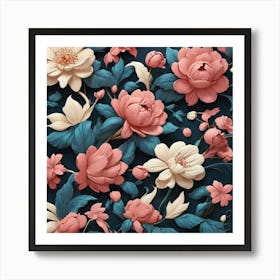 Aesthetic style, flower pattern 1 Art Print