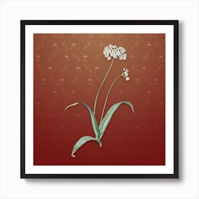 Vintage Spring Garlic Botanical on Falu Red Pattern n.0889 Art Print
