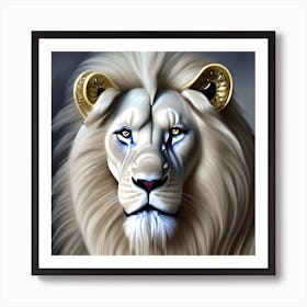 Golden White Lion Art Print