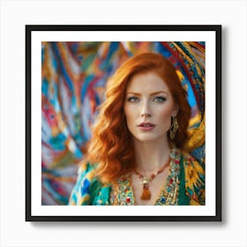 Woman In A Colorful Dress Art Print