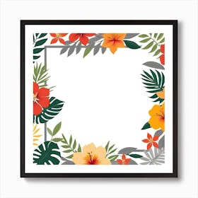 Frame With Tropical Flowers 3 Art Print