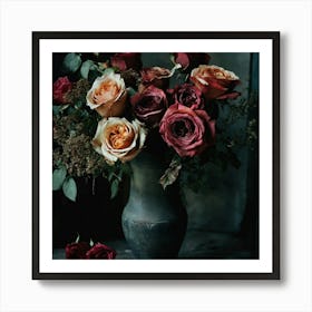 Roses In A Vase Art Print