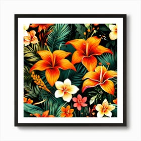 Tropical Floral Seamless Pattern Art Print