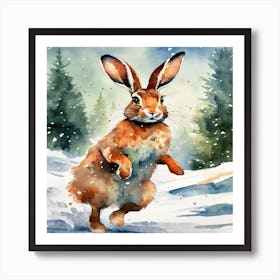 Rabbit In The Snow 1 Art Print