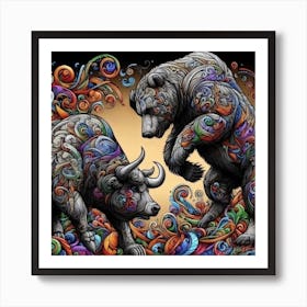 Bulls And Bears In The Market - Crypto Zoo Art Print