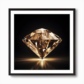 Golden Diamond On Black Background Art Print