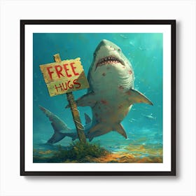 Shark Offers Free Hugs Art Print