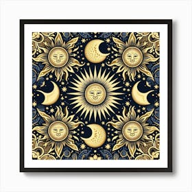 Sun And Moon Pattern Art Print