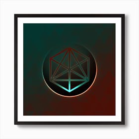 Geometric Neon Glyph on Jewel Tone Triangle Pattern 445 Art Print