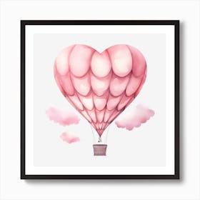 Pink Heart Hot Air Balloon 6 Art Print