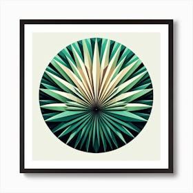 Geometric Art Green fan of palm leaves Art Print