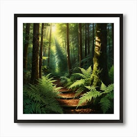 Ferns In The Forest Art Print