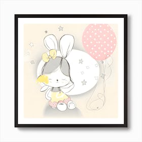Little Bunny Watercolour Nursery Art Print