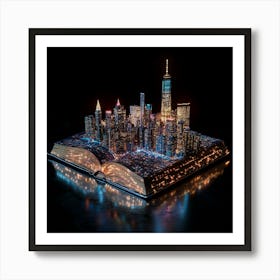 3D New York City in the Book 1 Art Print