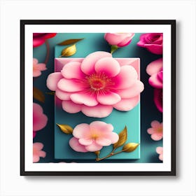 Pink Flowers In A Box Art Print